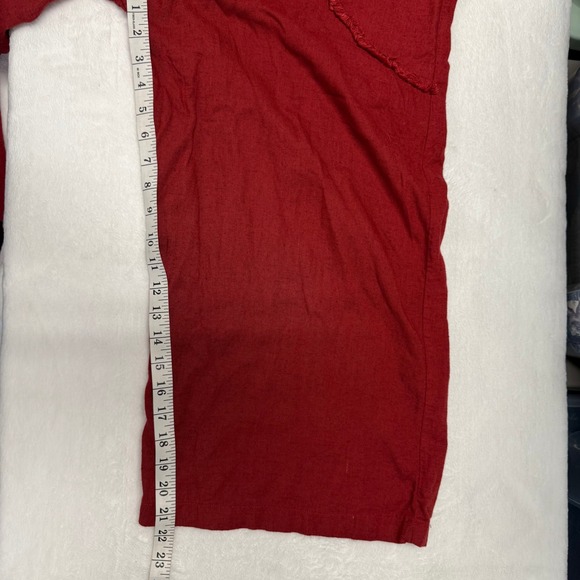 ESTELAR Canbe Outfit Red Orange Linen Blend Wide Leg Jumpsuit Overalls Women M - Picture 7 of 9